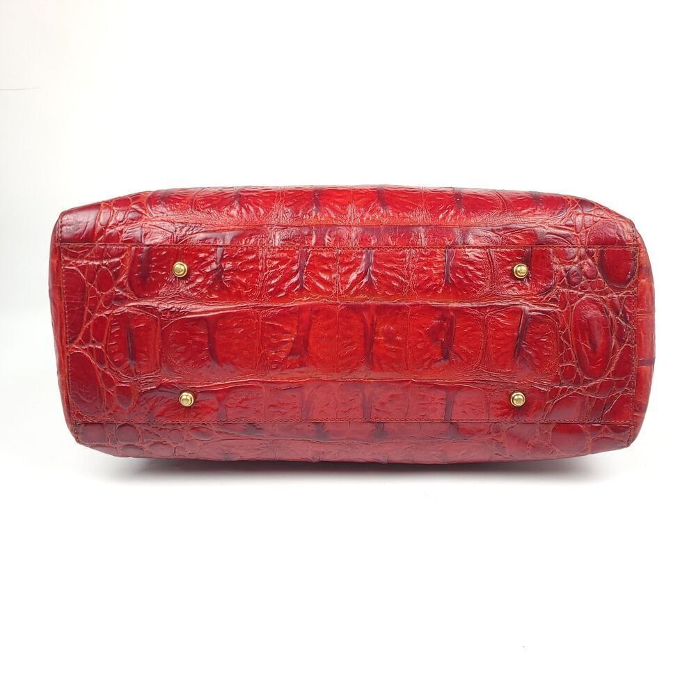 BRAHMIN Large Red Croc Embossed Luxury Leather Tote Shoulder Bag + Wallet Set - Picture 5 of 16